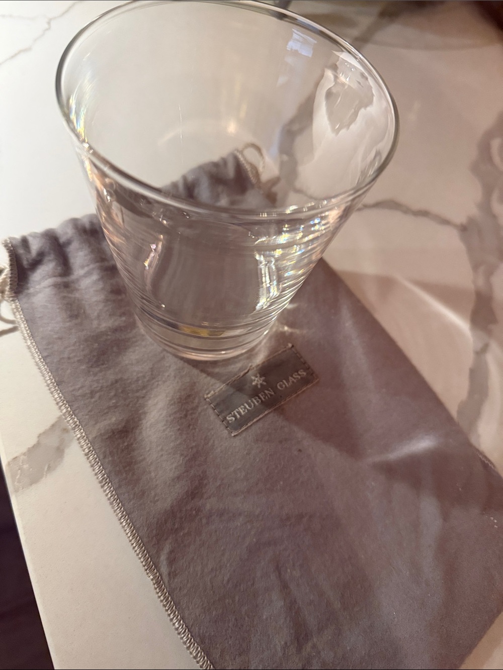 Steuben Clear Glass Tumbler with Gray Sleeve